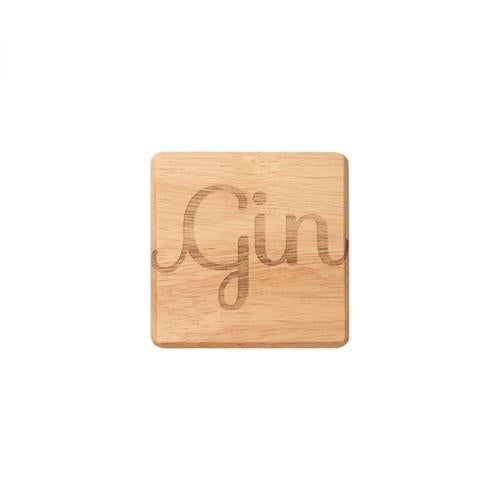 Gin Hevea Wood Coaster 100mm - T&G