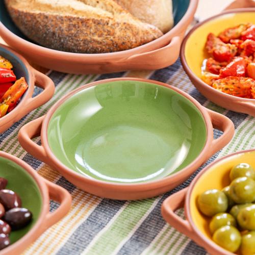 Sintra Large Glazed Terracotta Tapas Dish - Green - Set of 2 - Dexam
