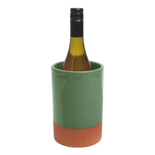 Sintra Glazed Terracotta Wine Cooler - Green - Dexam