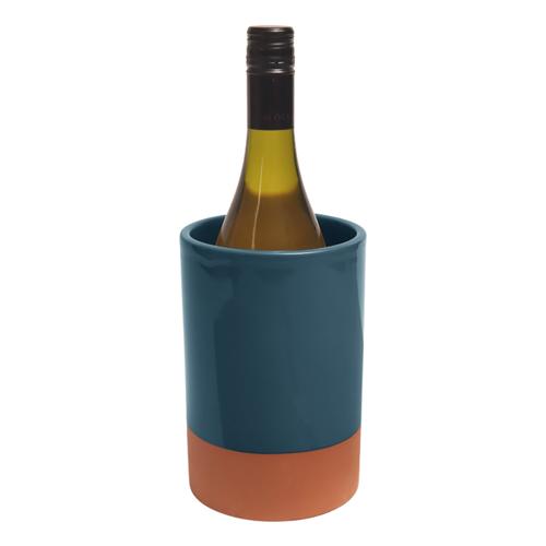 Sintra Glazed Terracotta Wine Cooler - Ink Blue - Dexam