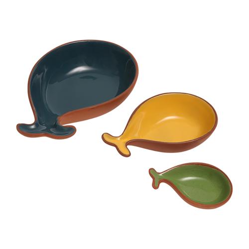 Sintra Set of 3 Glazed Terracotta Fish Tapas Dishes - Dexam