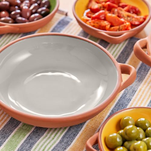 Sintra Large Glazed Terracotta Tapas Dish - Stone - Set of 2 - Dexam