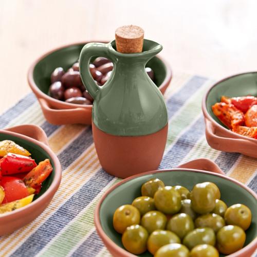 Sintra Glazed Terracotta 150ml Oil Drizzler - Olive Green - Dexam