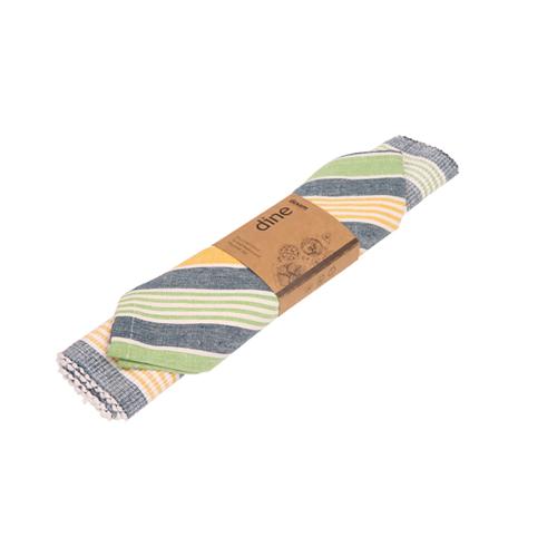 Sintra Recycled Cotton Striped Napkin And Placemat Set - Blue - Dexam