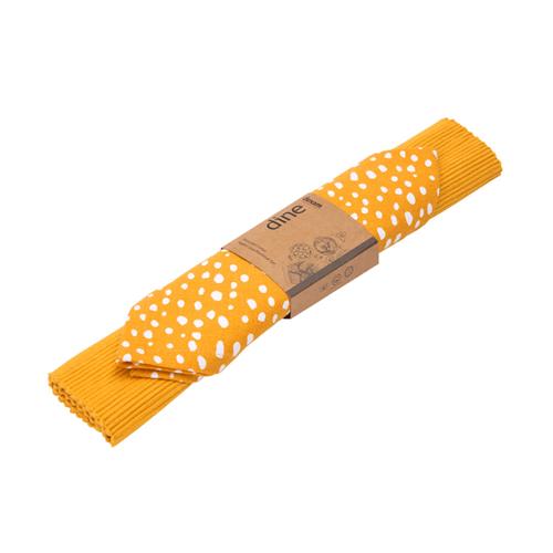 Sintra Recycled Cotton Spotted Napkin And Placemat Set - Ochre - Dexam