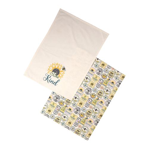 Honey Pot Set of 2 Tea Towels - Olive - Dexam