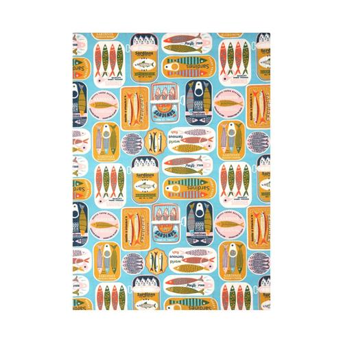 Sardines Set of 2 Tea Towels - Blue - Dexam