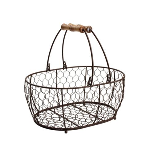 Provence Medium Oval Wire Basket - Rustic Brown - T&G