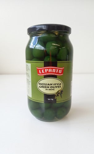 Olives Green Sicilian Style 1kg Lepanto - JAR