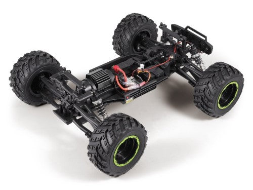 Radio Control 1/12 RTR EP Smyter 4WD Monster Truck in green, featuring 4WD, adjustable shocks, and LED lights for versatile fun.