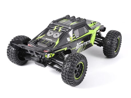 Radio Control 1/12 RTR EP Smyter 4WD DT in green, featuring 4WD, adjustable shocks, splashproof design, and LED lights.