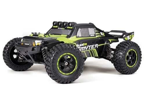 Radio Control 1/12 RTR EP Smyter 4WD DT in green, featuring 4WD drive, adjustable shocks, and splashproof electronics for all terrains.