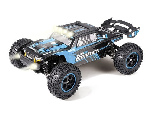 Radio Control 1/12 EP Smyter 4WD DT Blue: All-terrain monster truck with 4WD, adjustable suspension, and splashproof design for outdoor fun.