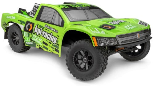 High-performance HPI Racing 1/10 Jumpshot SC V2 truck with durable design, oil-filled shocks, and sleek black wheels.