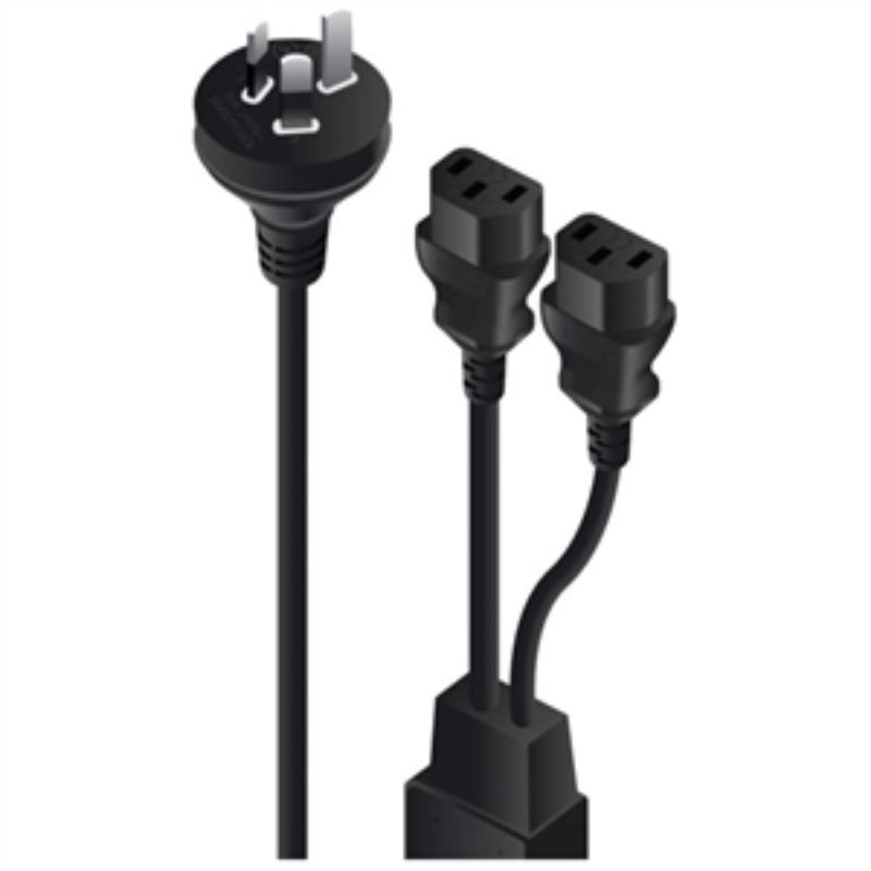 Alogic Splitter Cord - For PC, Monitor - 230 V AC / 10 A - Black - 2 m Cord Len