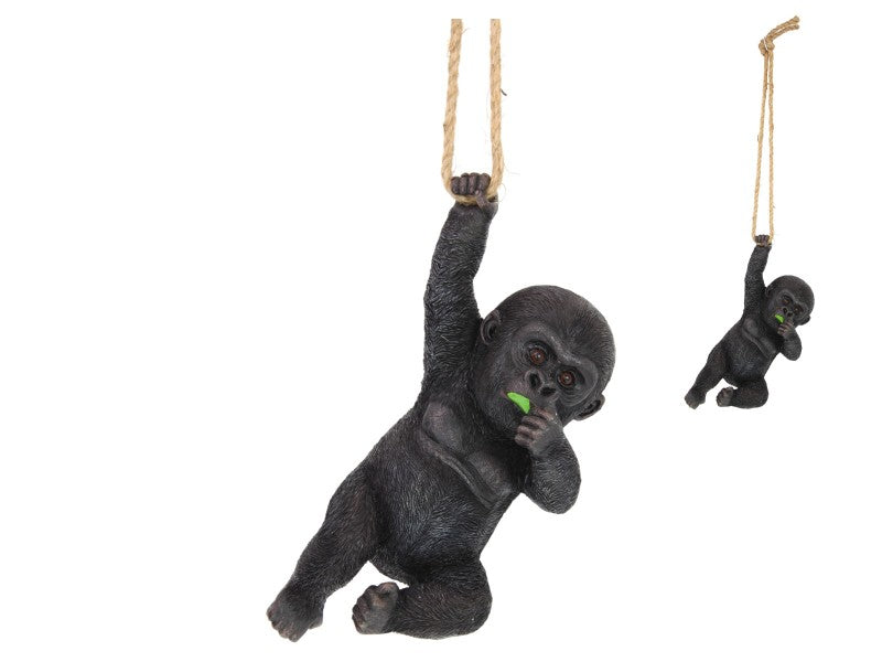 Gardenware - 72cm Hanging Black Bay Gorilla - Set of 2