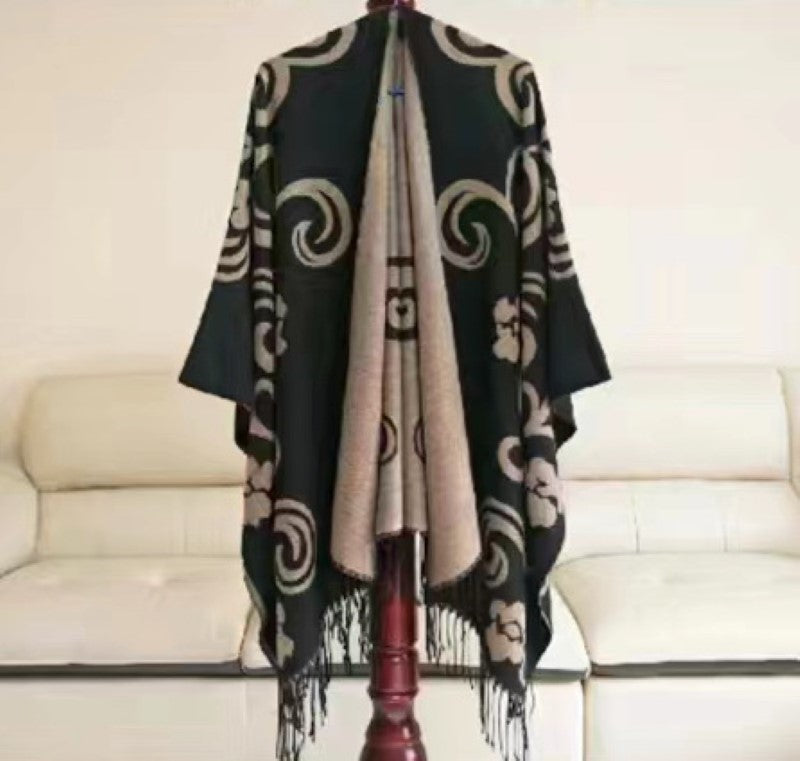 Cape With Curls Design - CAMEL