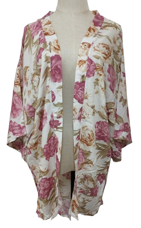 Ella Curved Hem Kimono - WHITE - Smartfox
