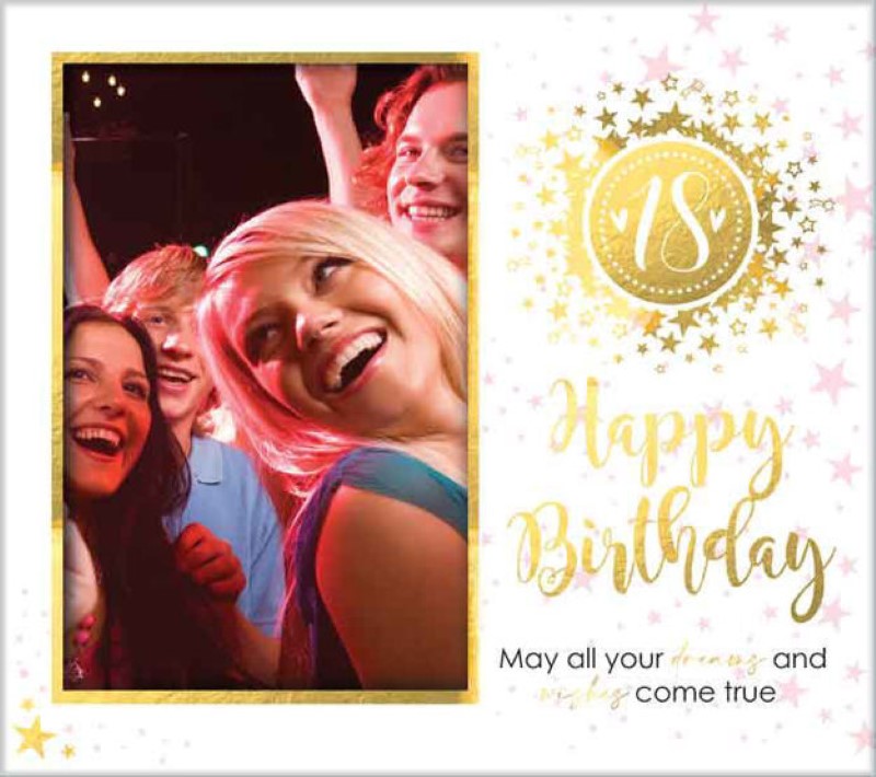 Elegant 18th wooden picture frame with gold foil detailing, perfect for 6x4 inch birthday celebration photos.