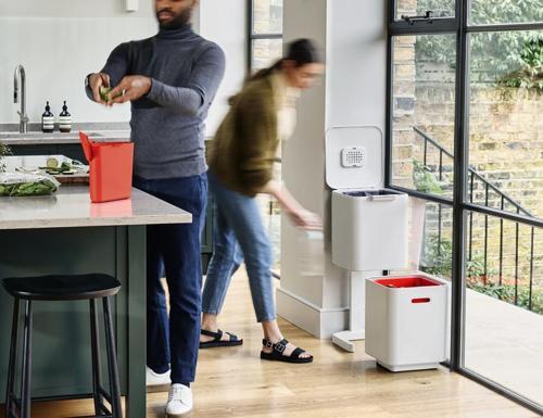 Totem Compact 40L Recycling Bin (Stone) - Joseph Joseph