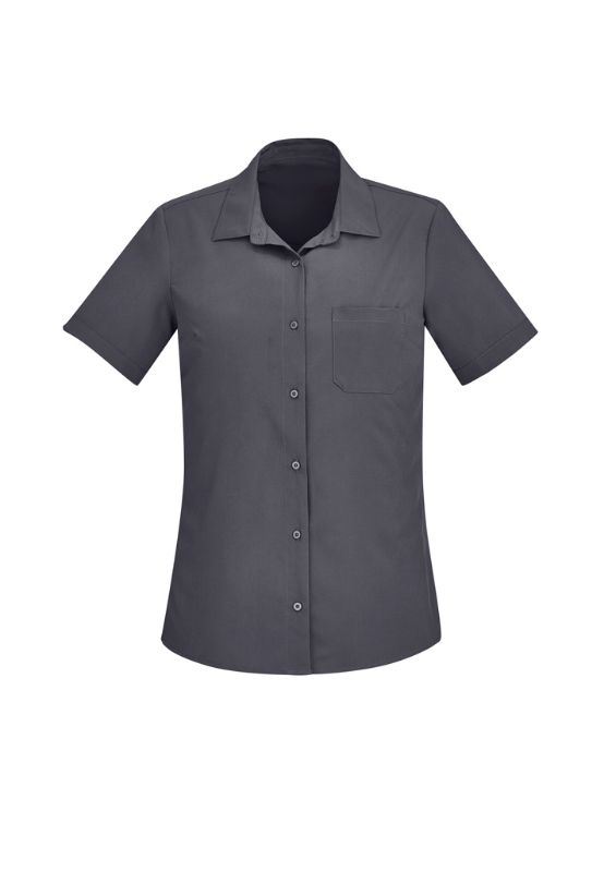 Womens Florence Plain S/S Shirt - Charcoal (Size 18)