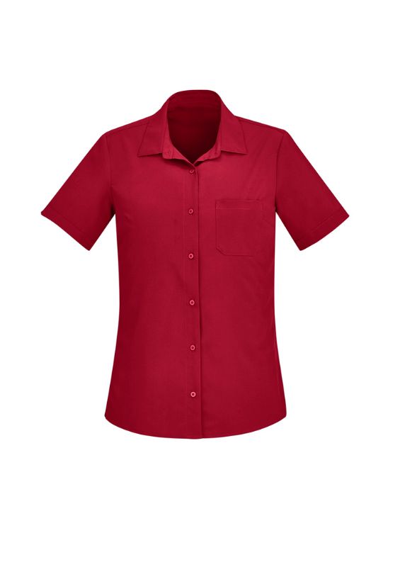 Womens Florence Plain S/S Shirt - Cherry (Size 30)