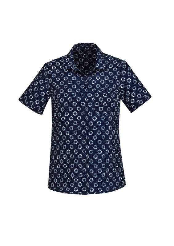 Womens Florence Daisy Print S/S Shirt - Navy (Size 8)