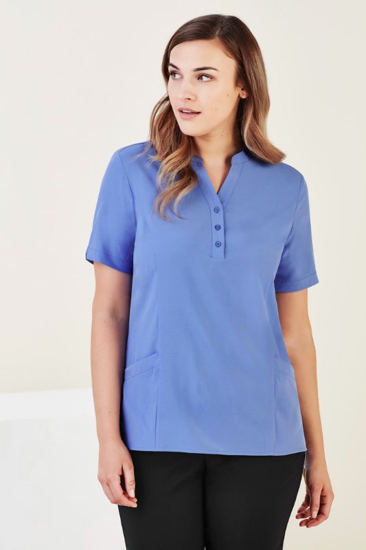 Womens Florence Plain S/S Tunic - Mid Blue (Size 18)