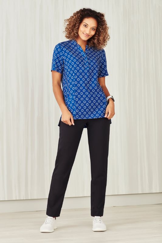 Womens Florence Daisy Print S/S Tunic - Electric Blue (Size 14)