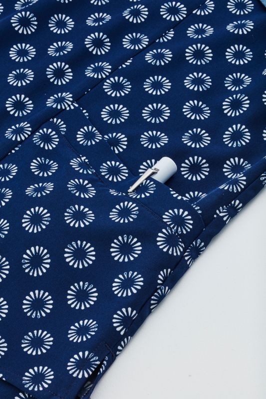 Womens Florence Daisy Print S/S Tunic - Navy (Size 22)