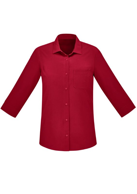 Womens Florence Plain 3/4 Sleeve Shirt - Cherry (Size 16)