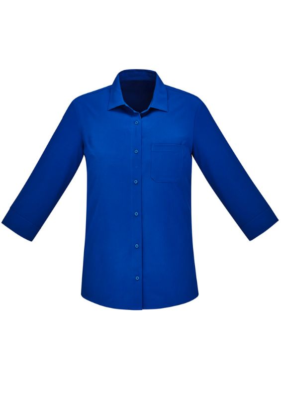 Womens Florence Plain 3/4 Sleeve Shirt - Electric Blue (Size 4)