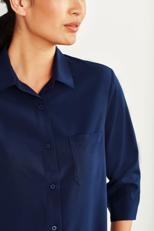 Womens Florence Plain 3/4 Sleeve Shirt - Navy (Size 6)