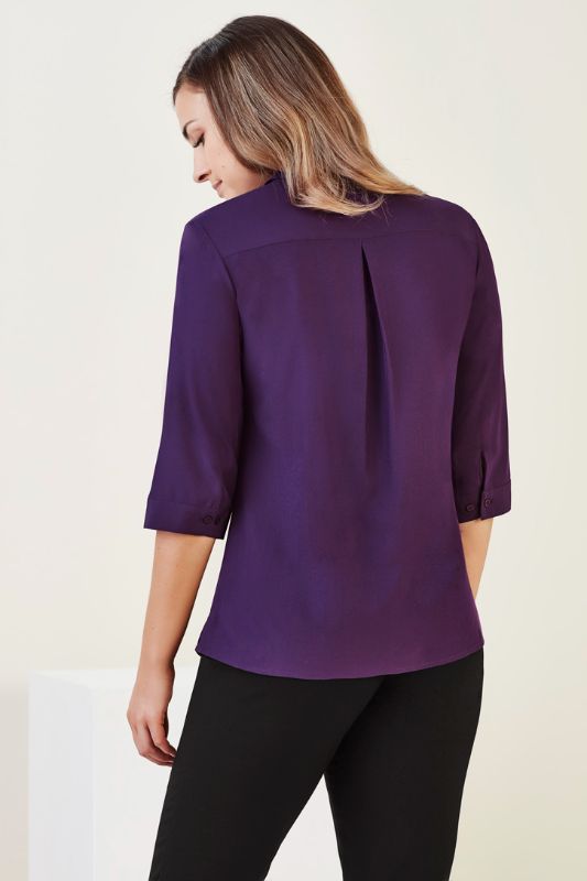 Womens Florence Plain 3/4 Sleeve Shirt - Purple (Size 20)