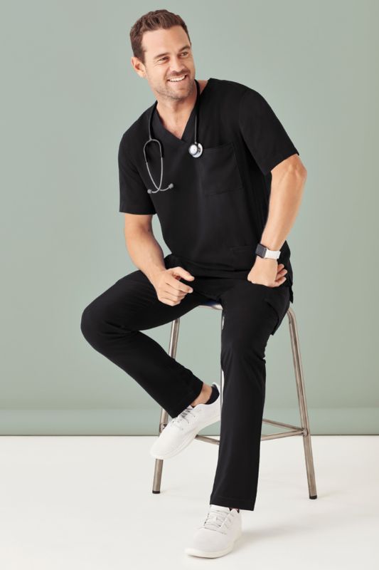 Mens Avery V-Neck Scrub Top - Black (5XL)