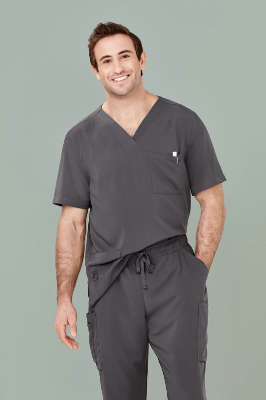 Mens Avery V-Neck Scrub Top - Charcoal (XL)