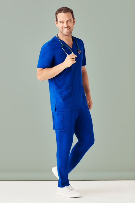 Mens Avery V-Neck Scrub Top - Electric Blue (Medium)