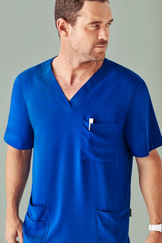 Mens Avery V-Neck Scrub Top - Electric Blue (2XL)