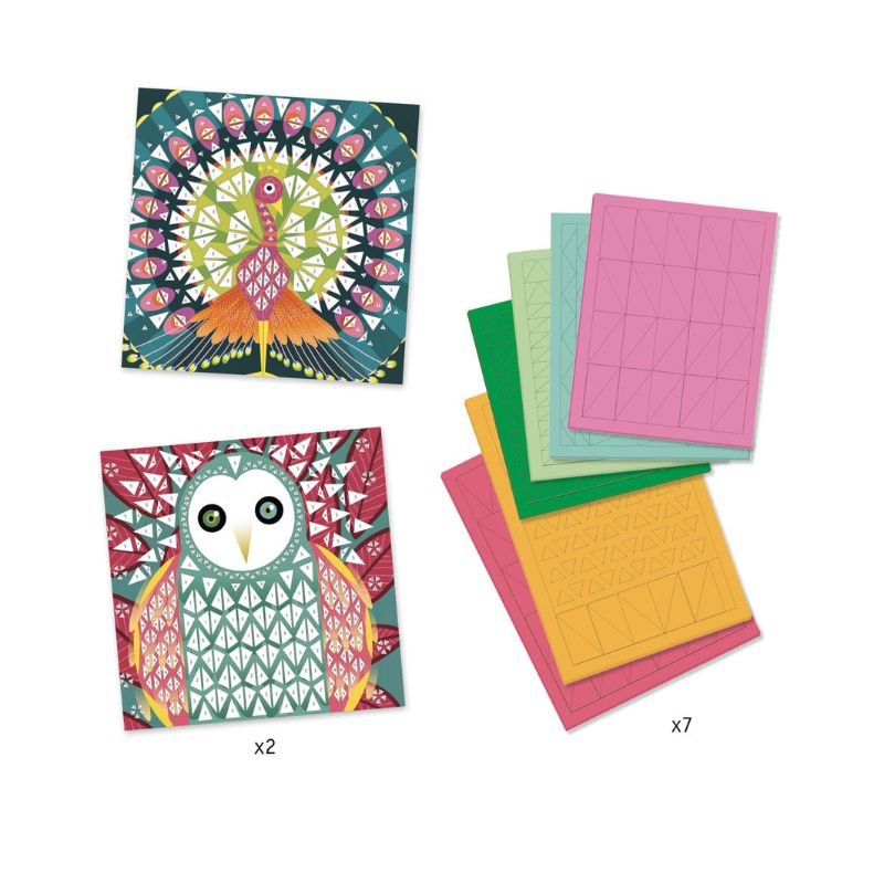 Collage Activity Set - Coco featuring colorful adhesive foam triangles for creative mosaic art projects for kids.