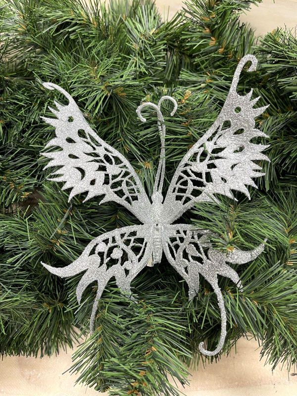 Butterfly w/Clip - Glitter (Silver)