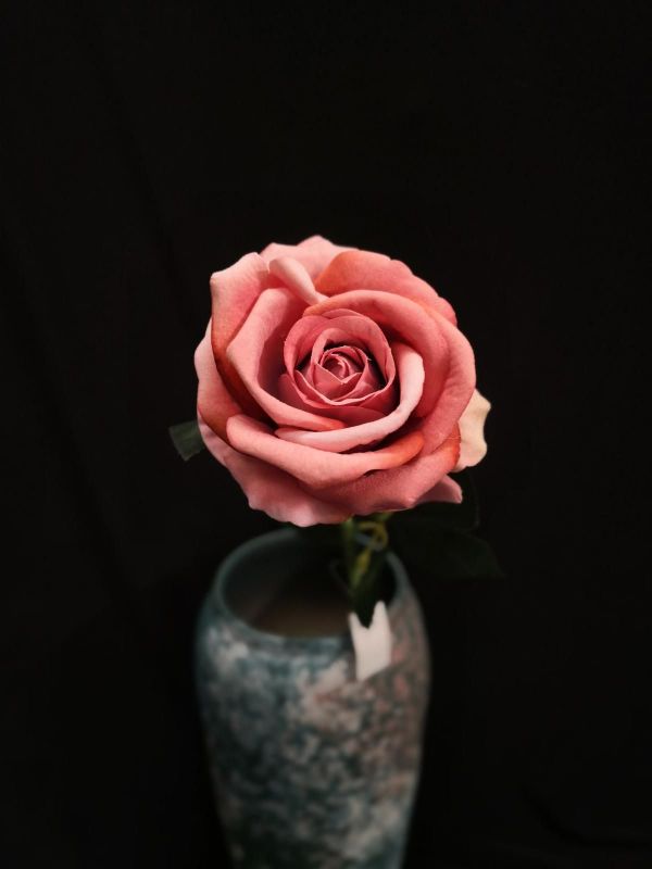 Artificial Flower Stem - Large Velvet Rose Bud (Mauve Pink)