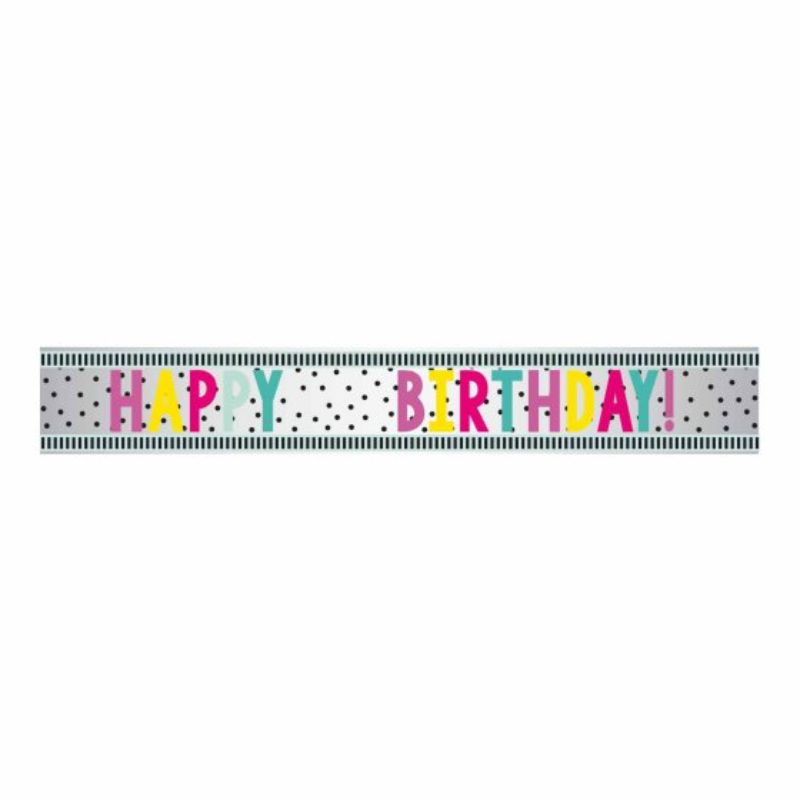 Banner Happy Birthday Dots Multi-Coloured Add-An-Age Foil 1.8m