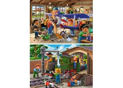 Ravensburger - Airplane & Train Repairs Puzzle 2x24 Pieces