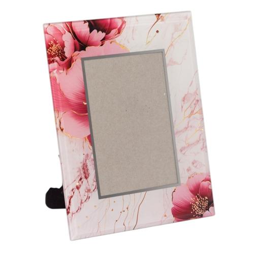 Peony Flowers Glass Mirror Photo Frame 4x6 Inch