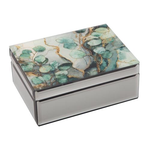 Mystic Jade Glass Mirror Jewellery Box 18cm