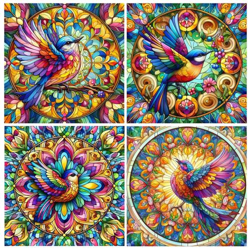 Bird Ceramic Coasters With Cork Back Set of 4