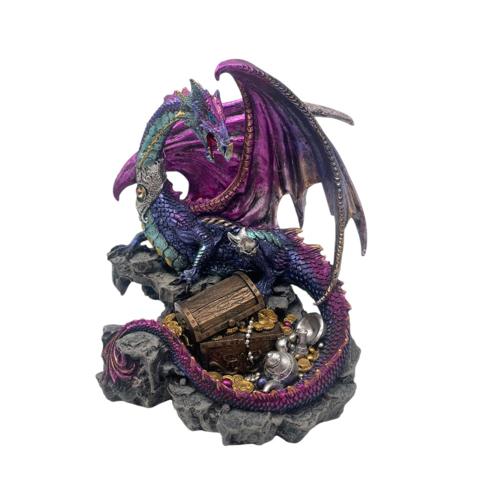 Purple Dragon Treasure Box Polyresin Figurine 22cm
