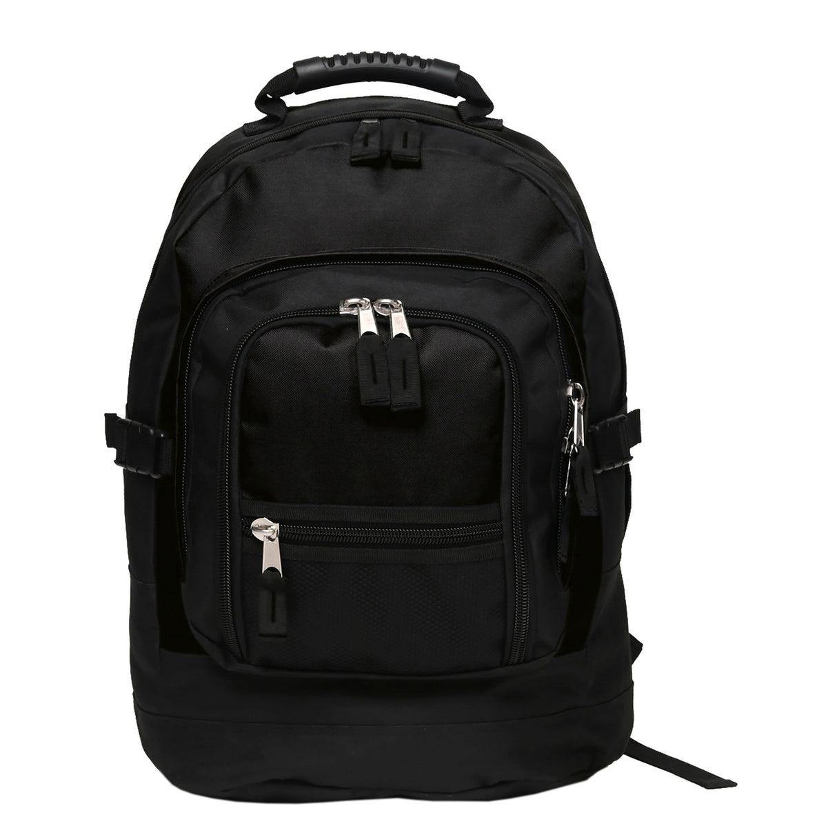 Fugitive Backpack in Black/Black, 36L capacity, durable 600D polyester, heavy-duty zippers, and padded shoulder straps for comfort.
