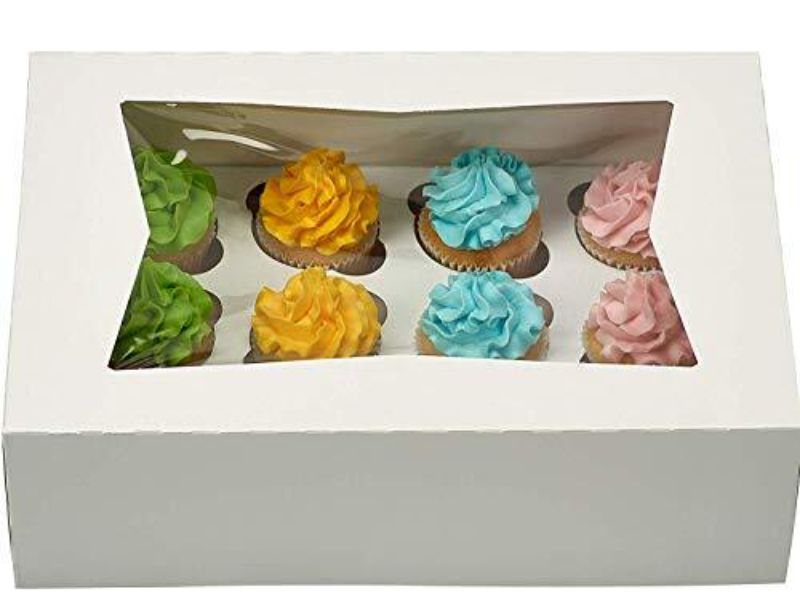 Cupcake Box - Plain White Holding 12 Cakes (Set of 24)