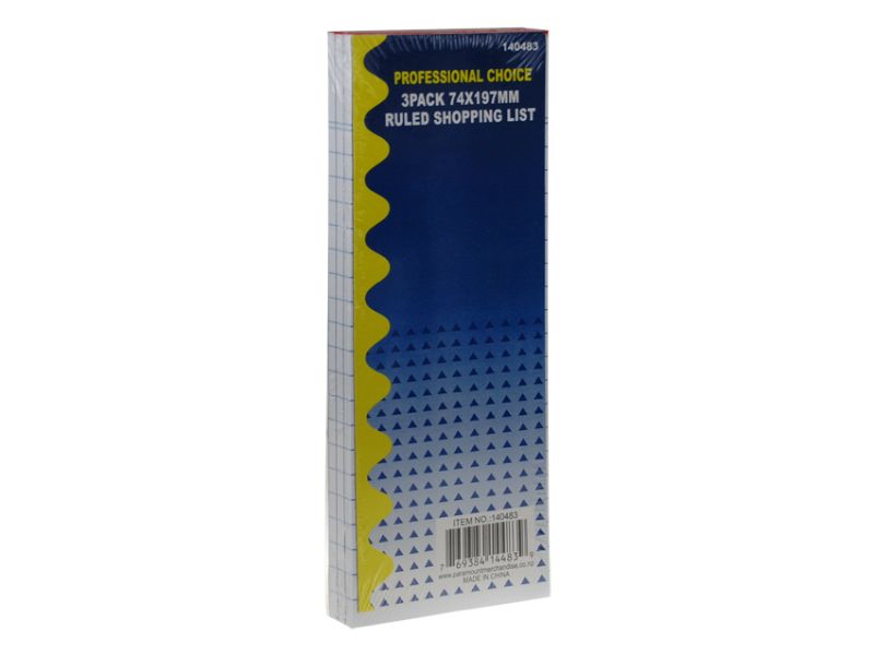 Ruled shopping list pads in bulk, 74 x 194MM, perfect for efficient organization and note-taking for busy lives.